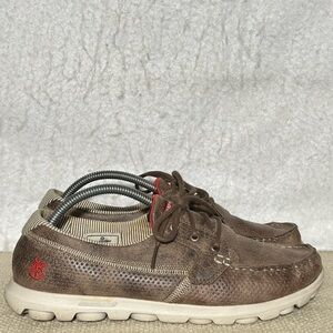 Skechers Womens Brown Gomat GoTech Lace Casual Loafers Shoes SZ US 9